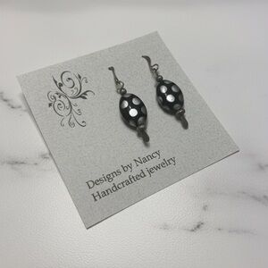 Designs by Nancy Black and Silver Polka Dot Tear Drop Earrings